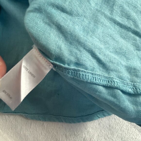 J.Jill Love Linen Womens Blue Button-Up Shirt Large Long Sleeve Pockets Casual - Picture 4 of 8